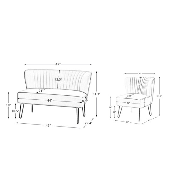 Etta Avenue™ Celisha 3 Piece Velvet Living Room Set & Reviews Wayfair Canada